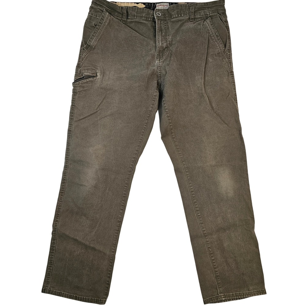 Weatherproof Vintage Mens Relaxed Fit Utility Pants 36x32 Olive Brown Cargo